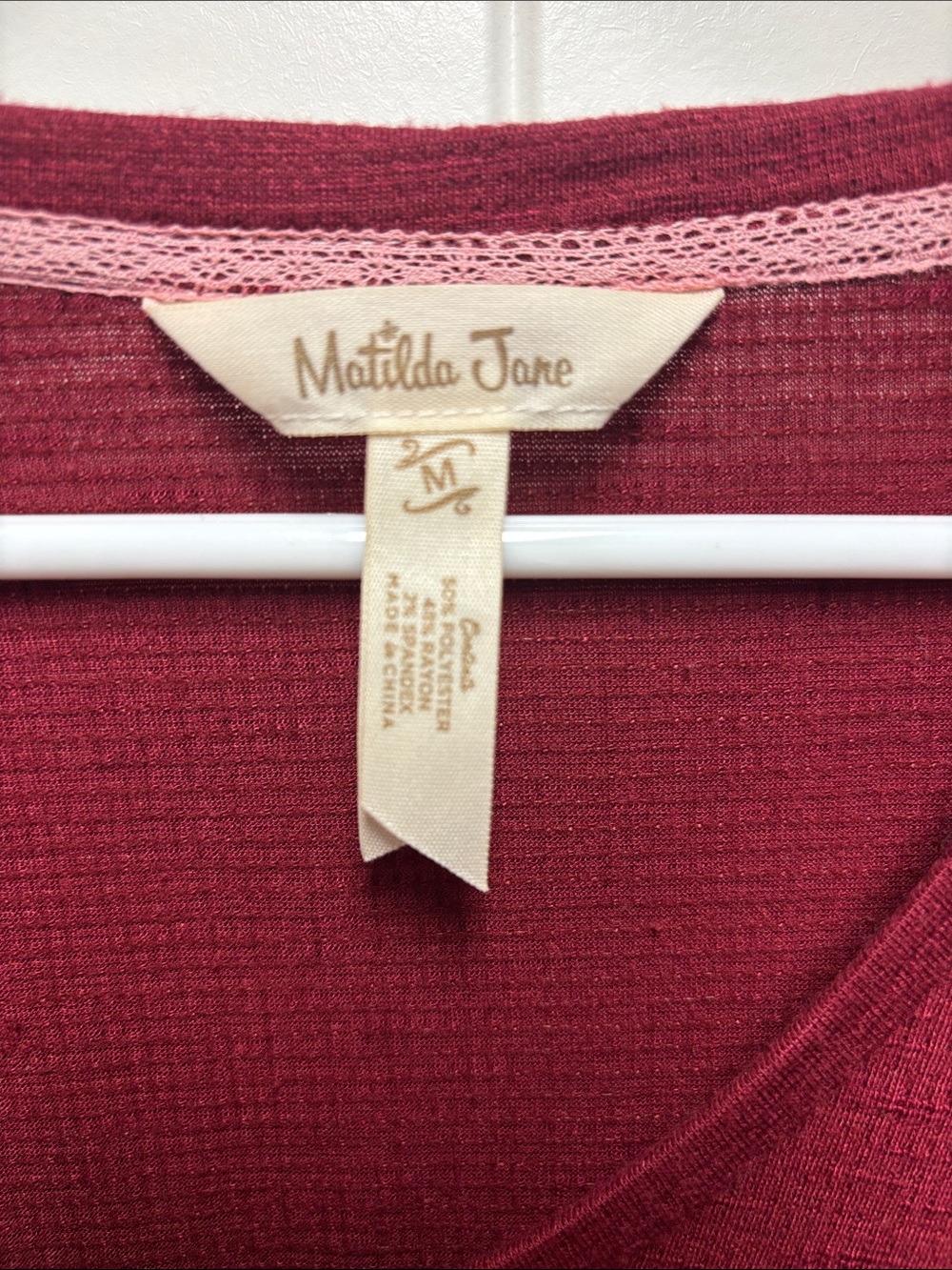 Matilda Jane Wine Peplum Long Sleeve Top - Picture 3 of 3